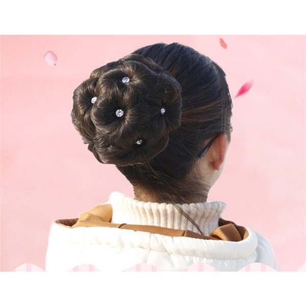 Syntetisk Scrunchie Hår Donut Rak Uppdo Flätad Hårbitar Clip In Hår Stor Storlek Fest Cosplay Extensions Mörkbrun Vit Diamant