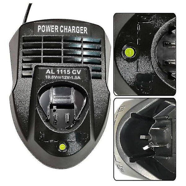 Al1115cv 10.8v 12v 1.5a Litiumjonbatteriladdare Strömförsörjning för Bosch Li-ion Borr/Skruvdragare Bc430 Bc330, 2 607 336 996 Bat411 Bat412a Lo-ron