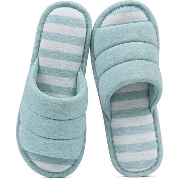 Hustofflor med öppen tå för damer och herrar, mjuka bomulls inomhusskor med memory foam, tofflor att sticka in foten i för sovrummet