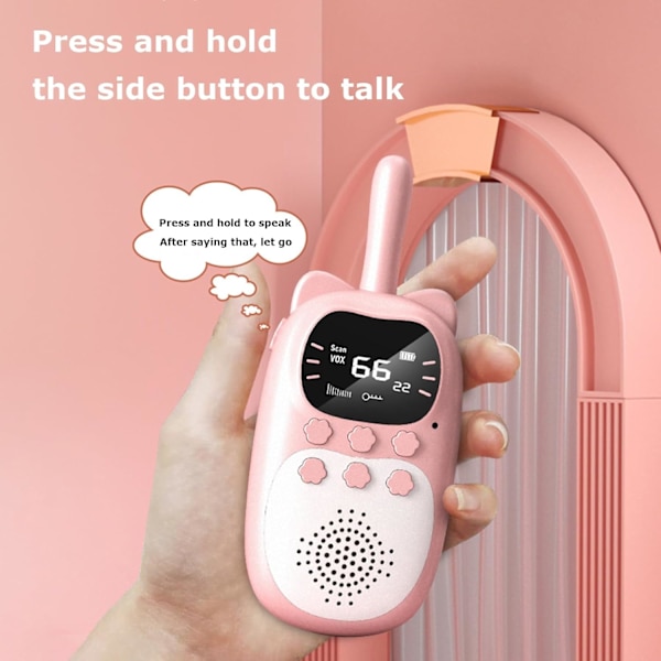 Barnens långdistans-walkie-talkies med ficklampa för utomhuscampingspel (blå+rosa)