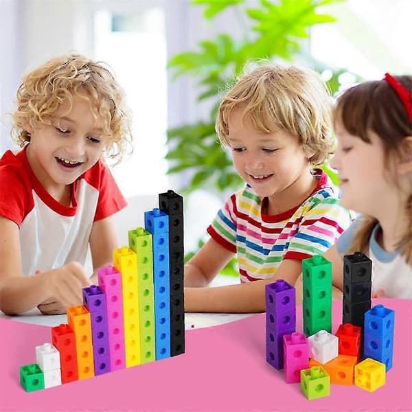 Learning Resources MathLink Cubes, 100 stk. Matematik-terninger med 10 farver, Sammenkoblingsterninger(h)
