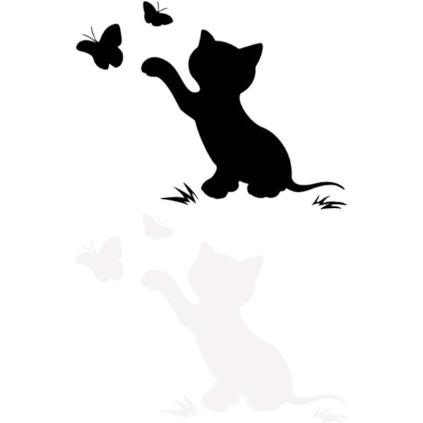 2 stk (Sort, Hvid) Kat Bilsticker Sjove Dekal Bilsticker