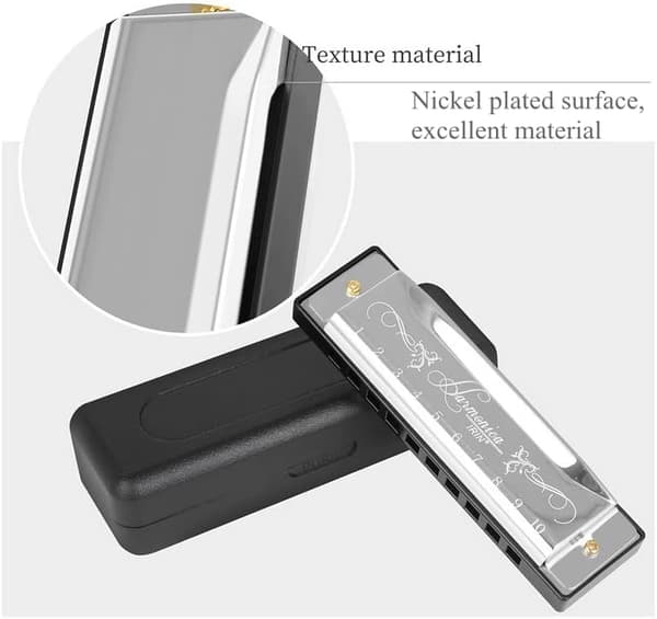 Blues Harmonica, Diatonisk Blues Harmonica i C-nøgle, 10 huller 20 toner Blues Harp Harmonica (Rose Red)[qb] silver