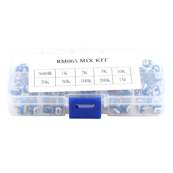 100 stk 10 værdier 500ohm-1M ohm Film Variabel modstand Potentiometer Rheostat Trimpot Assortment