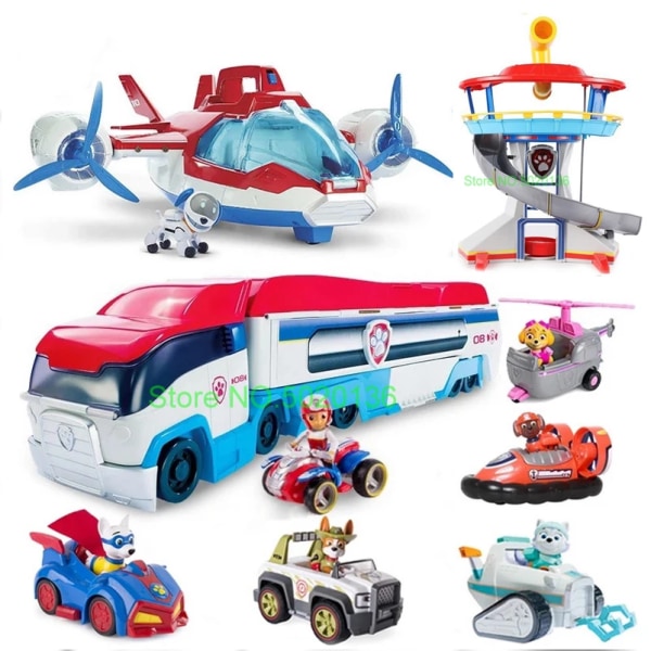 Ny Paw Patrol Plane Patrol Action Figurmodell Utkikstorn Räddningsbuss Valp Hund Jul Barn Leksaker Julklapp Black