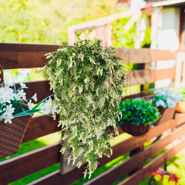 (Beige) 2 deler kunstige blomster i rotting for oppheng -