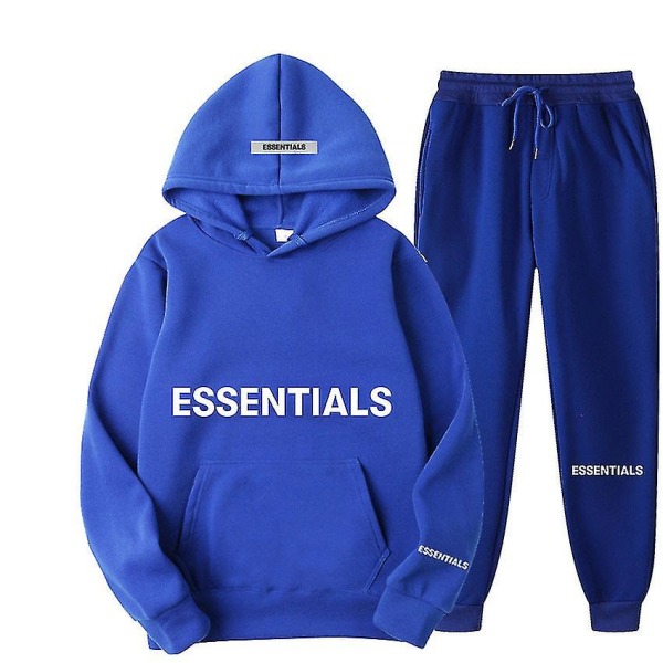 Lanhu Essen-tials Hoodie Fear Of God Letter Branch Line Hoodie För Unisex Blå Blue M