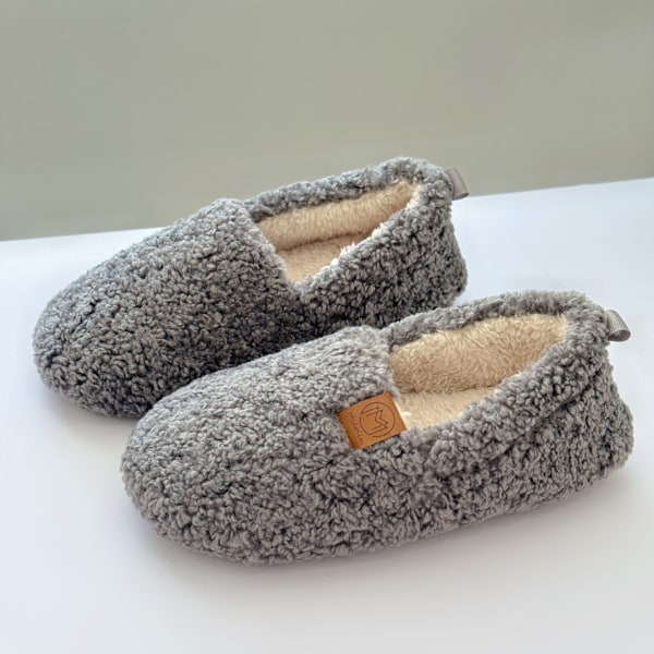 Myke, krøllete tøfler for kvinner, med memory foam, lette innesko, koselige loafers med polarfleecefôr