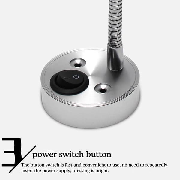 Leselampe LED RV Interiør 2W med USB-port 5V 2A Swith Spot Black B 3200W