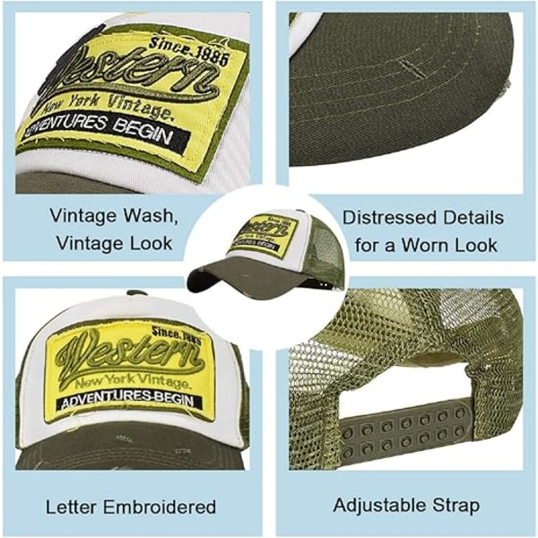 Baseball-lippis Mesh-lippikset Unisex Kirjailtu Kirjainlappu Casual-lippikset Hip Hop Aurinkolippis army green
