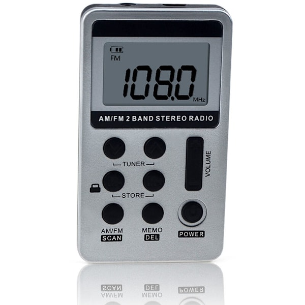 Mini bärbar silvergrå digital display litiumbatteriladdning liten radio USB-gränssnitt,