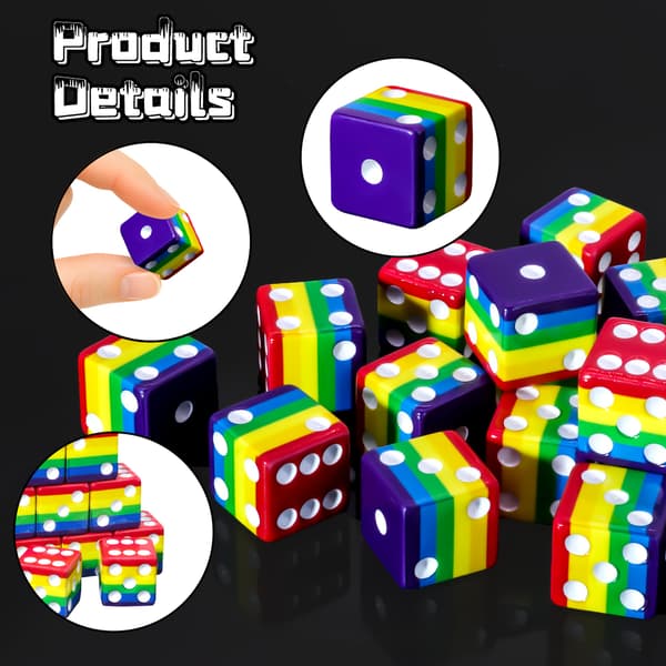 12-delt regnbue terningesæt, inklusive flerfarvede terninger. 12pcs