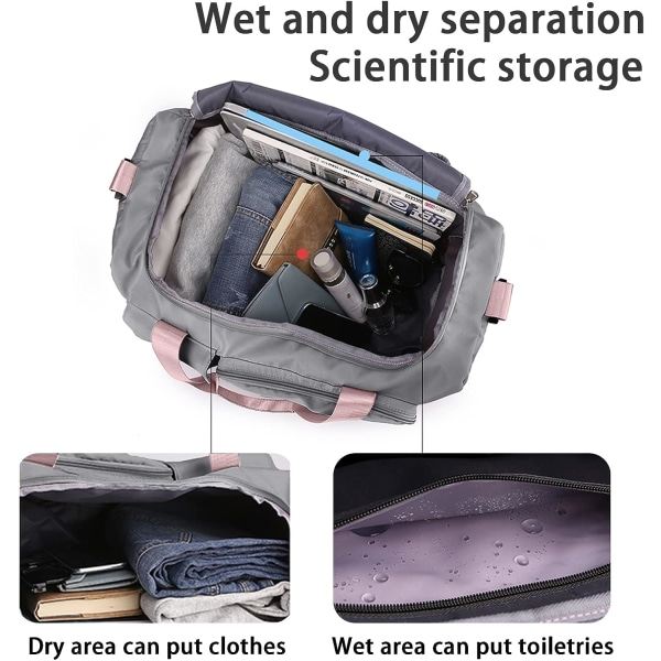 IC Suuri Kapasiteetti Urheilumatkat Duffel Bag Naisten Kuntosali Laukku, Viikonloppu Laukku Lentokoneen Kantolaukku, Märkä Laukku, Uintiin, Kuntosalille, Urheiluun, Matkustamiseen
