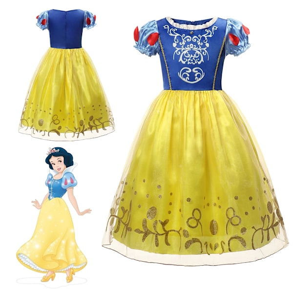 Disney Kids Snödrottningen Elsa Anna Cosplay Prinsessklänning Kostym Frozen Flickor Halloween Jul Karneval Fest Förklädnad Outfit 1pc Snövit 1pc Snow White 3-4T(Tag 110)
