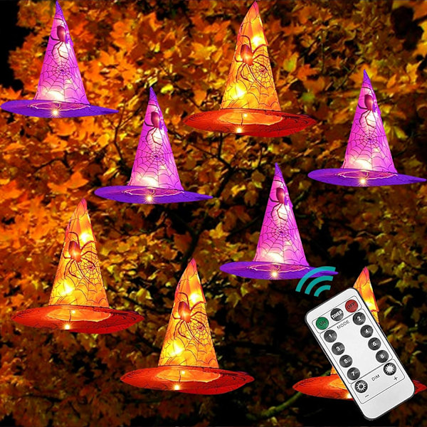 Dazzle Bright 8 stk Hengende Hekshatt Lyslenker, Lys Opp Vanntette Halloween Dekorasjoner med for Utendørs Hagefest Karneval Forbruksvarer Dekor