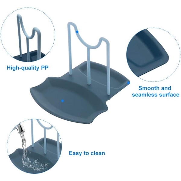 Grydeholder til køkken - Multifunktionel grydeholder i stor størrelse - Skeholder - Stående grydeholder - 2 stk. (blå/hvid)