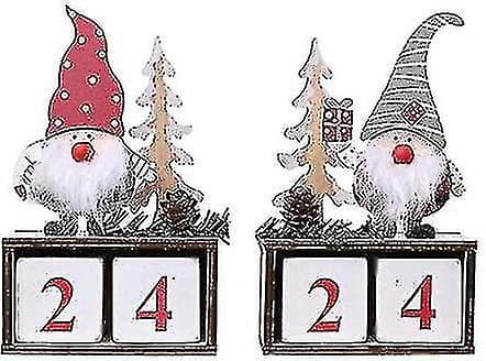 Nyårsgåva Tomte Dock Timer Nedräkning Julkalender God Jul Trä (grå hatt)