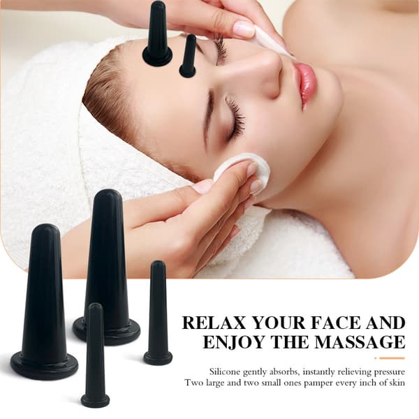 Silikone cupping sæt til ansigts- og øjenmassage, inkluderer silikonekopper og en eksfolierende børste, egnet til ansigts- og halshud
