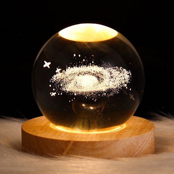 Planet natlampe, krystal ornament, Måne astronaut bordlampe, soveværelse sengebords stjernelys, kreativt ambient lys
