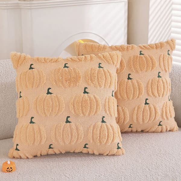 Halloween Broderet Græskar Spøgelse Pudebetræk 45x45cm, Dekorativt Pudebetræk til Sofa og Soveværelse Yellow Maple Leaf 45*45 (excluding pillow insert)