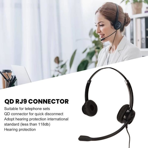 HURRISE Call Center Headset Støydempende QD RJ9 Telefon Headset Ergonomi Kundeservice Headset for