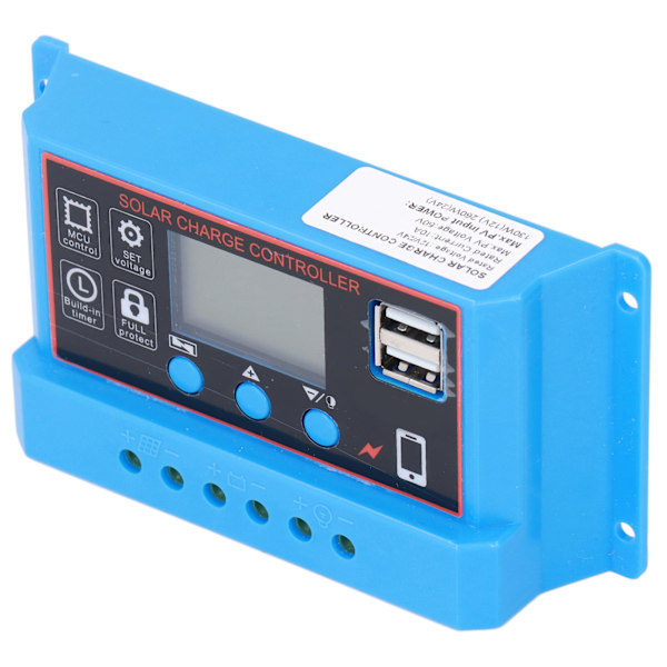 Solcelleladningsregulator LCD-display PWM fotovoltaisk ladningsregulator 12V 24V10A