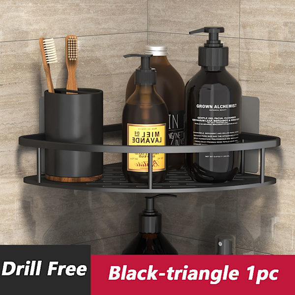Hjørne brusehylde badeværelse organizer hylde sort TREKANT sort black triangle 1pc