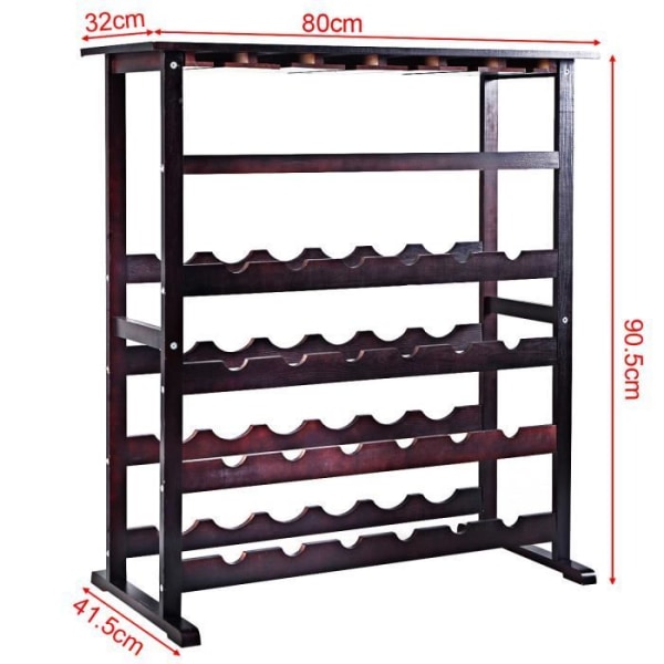 COSTWAY Vinstativ 24 flasker stativ Lakkert furu Robust modulær oppbevaring for rødvinglass 80x41.5x91.5 CM