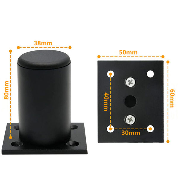 Sæt med 4 justerbare møbelben 8 cm sort metalbyte
