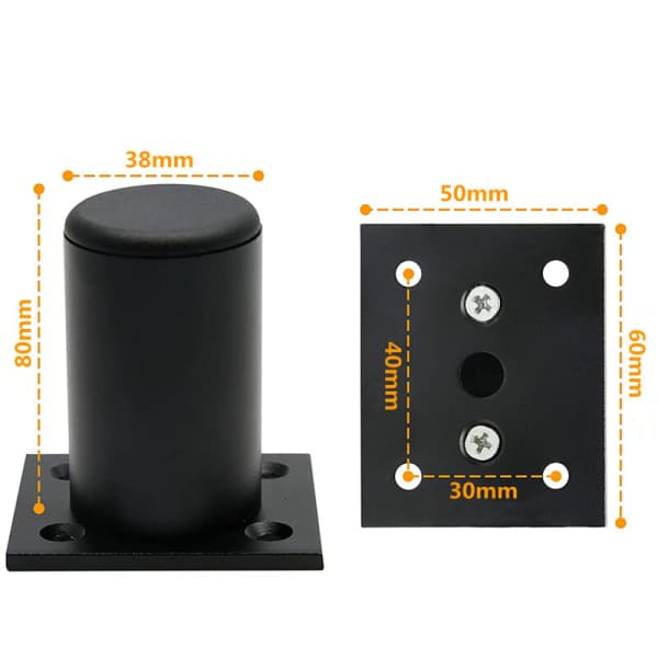 Sett med 4 justerbare møbelben 8 cm svart metallbyte