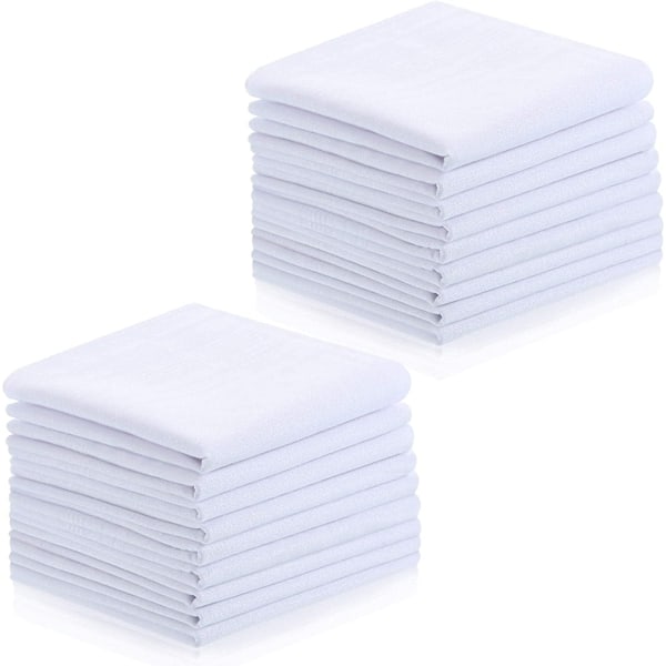 18 Pieces Men's Handkerchiefs, Soft Cotton, Classic White Handkerchief for Men