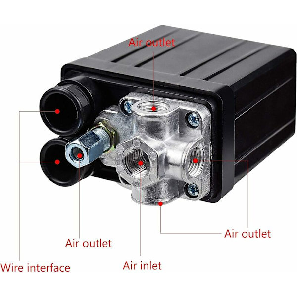 4-utgångars luftkompressor tryckbrytare 90-120 PSI 240V tryckbrytare styrventil kompressordelar