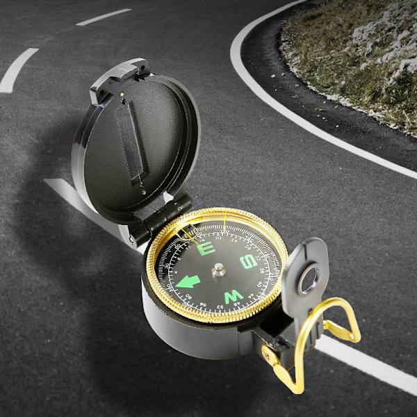 1:a multifunktionell flip-top kompass, hållbart navigeringsverktyg för vandring och camping Green
