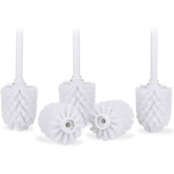 Toiletbørstehoved i en pakke med 5, løse toiletbørster 9,5 mm gevind, udskiftningsbørstehoved diameter 9 x 7 cm, hvid