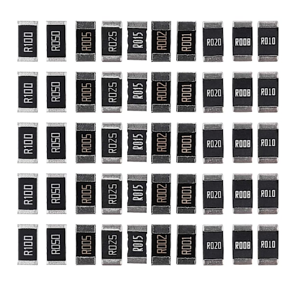 50 stk. Legering Modstand 2512 Smd Modstand Test Kit, 10 stk. x 5 stk. 50 stk. R001 R002 R005 R008 R010 R