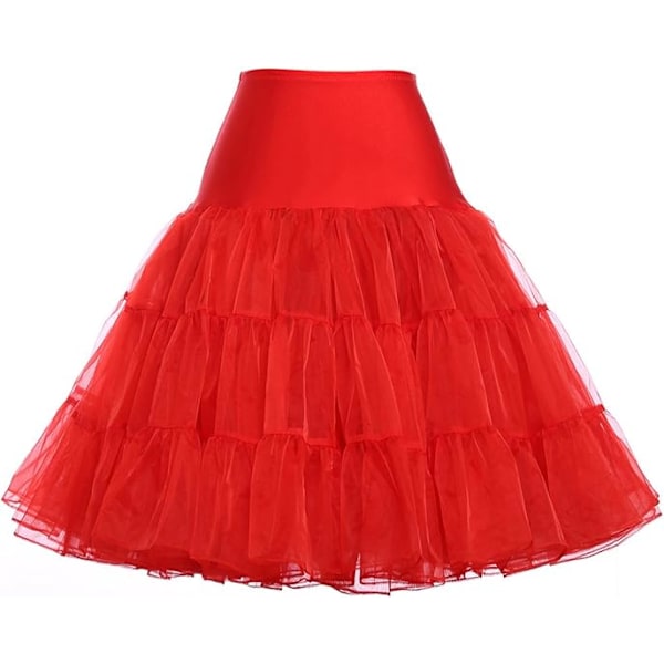 50-talls Petticoat Rockabilly Kjole Krinolinet Tutu Til Kvinner ZX Rød Ed L