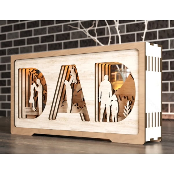 3D Mors dag present mamma och son flerskikts stående form trä hantverk skrivbordsdekoration father and daughter