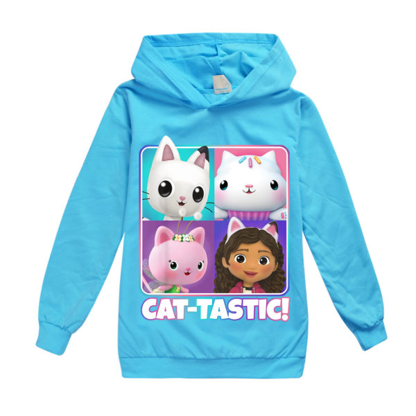 Pojkar Flickor Hoodies Gabby's Dollhouse Pullover Jacka Kappa Present Ljusblå Light blue 140 cm