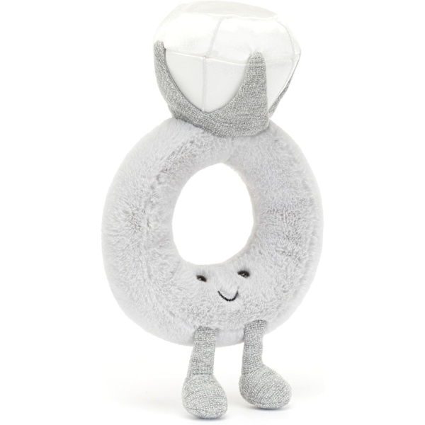 Jellycat Amuseables Diamantring Fyldt Legetøj, 8 tommer | Bryllupsring Plys | Forlovelses- og Bryllupsgave