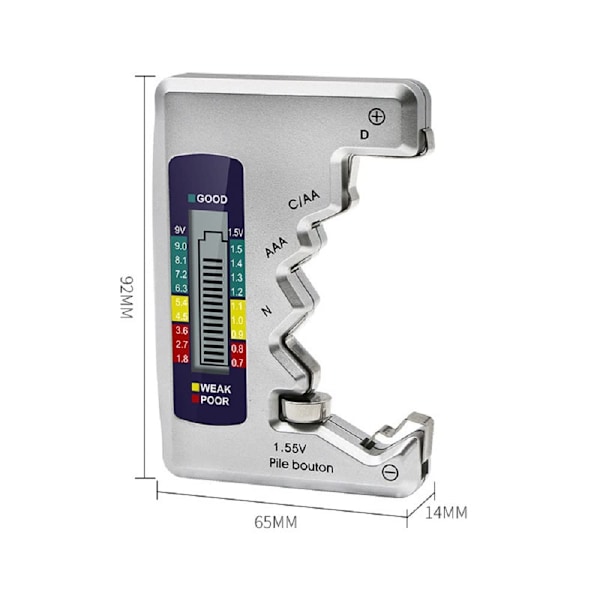 Universell batteritester med LCD-skjerm, multifunksjonell digital batterikapasitetsnivådetektor