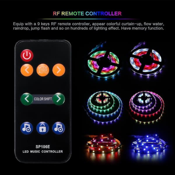Mode SP106E LED RGB musikkontroller 9 knappers fjernkontroll