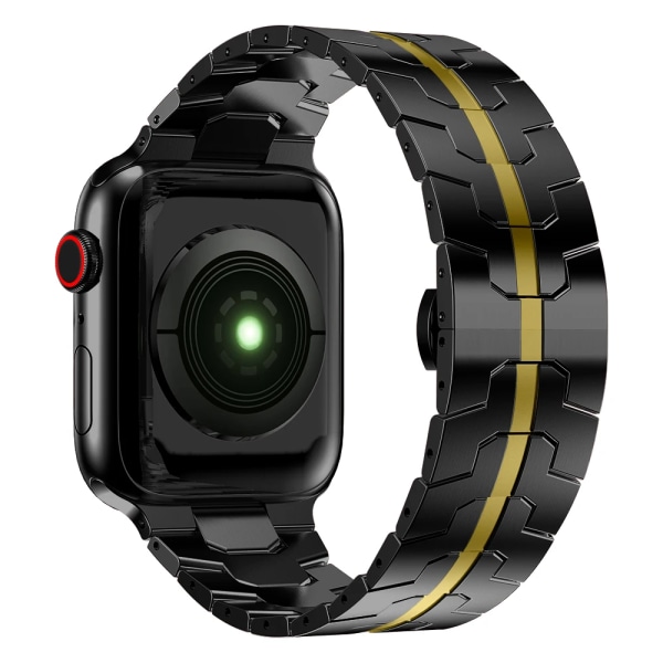 Luksusranneke Apple Watch -rannekkeelle 45mm 44mm 49mm 42mm 41mm 40mm 38mm Metalli ruostumaton teräsranneke iWatch Series 7 8 SE 3 Ultra musta kulta black gold 42mm 44mm 45mm 49mm