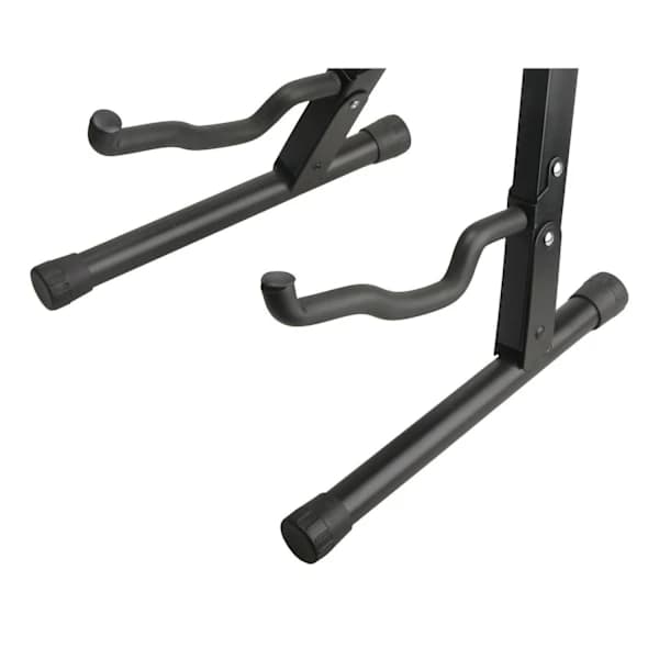 Sort jernguitarstativ - Unikt foldbart design, stabilt A-rammestativ til basudstilling - Perfekt