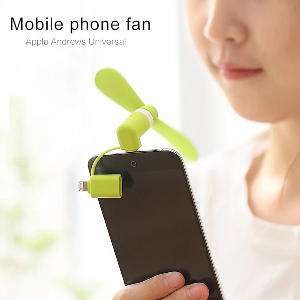 Bærbar USB-vifte Mini Mobiltelefon Vifte Fleksibel Avtakbar Vifte for Android IOS Mobil Power Bank USB-dings (Grønn)