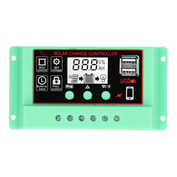 Solcelleladningsregulator 12V/24V Solcellecontroller LCD-skærm