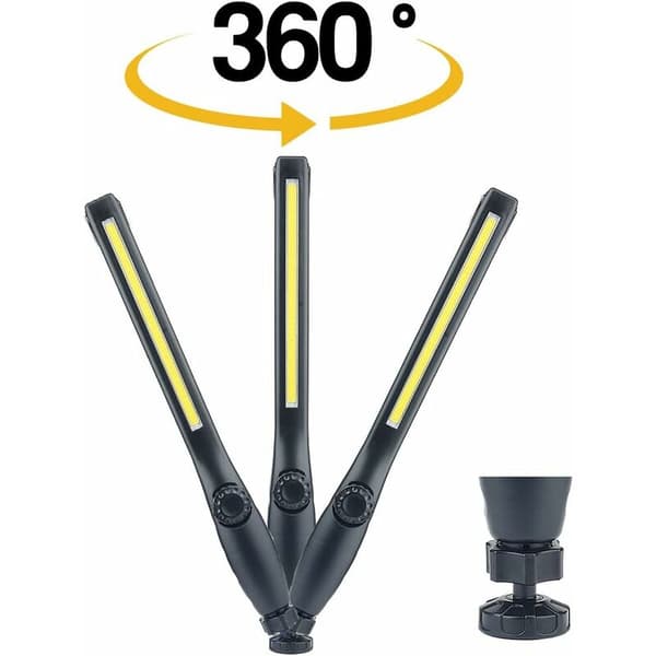 Oppladbar LED arbeidslampe med magnetfot (svart)