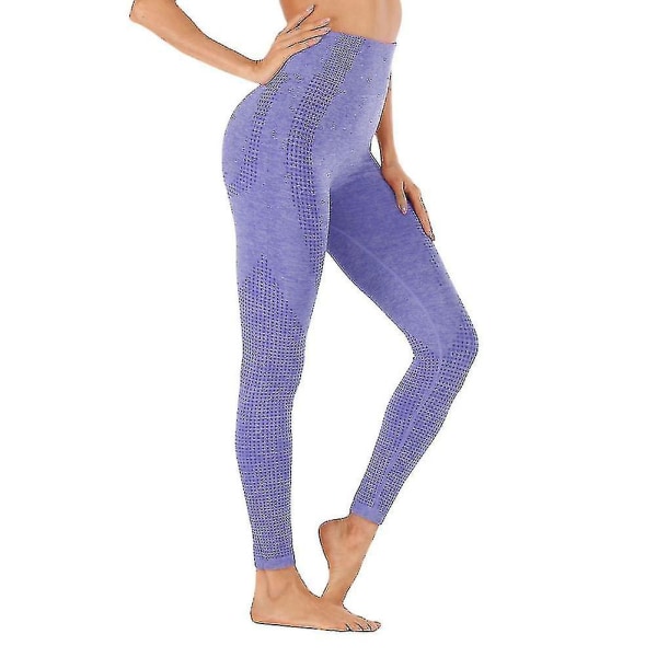 Kvinnors sömlösa äggläggningsbyxor med hög midja, träningsbyxor, gym, booty butt ifting byxor, tights, dam, löpning-c lila Purple L