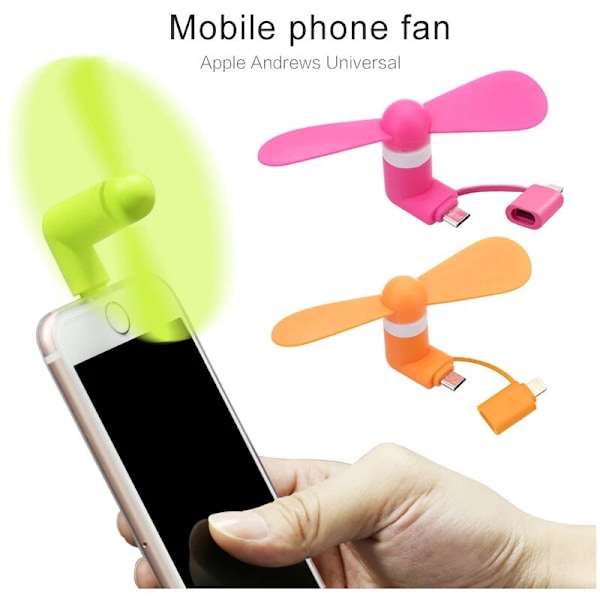 Bærbar USB-vifte Mini Mobiltelefon Vifte Fleksibel Avtakbar Vifte for Android IOS Powerbank USB-dings (Grønn)