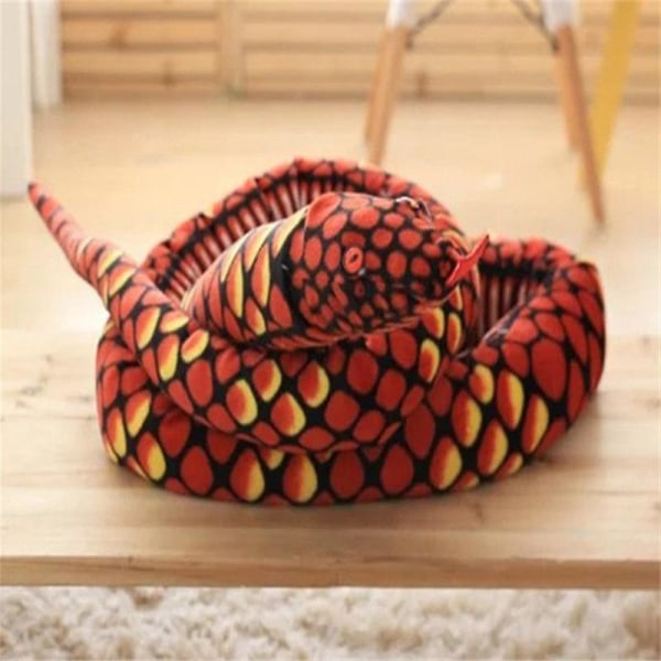 Sjov tegneserie slange plyslegetøj Rød slange Red snake 200 cm