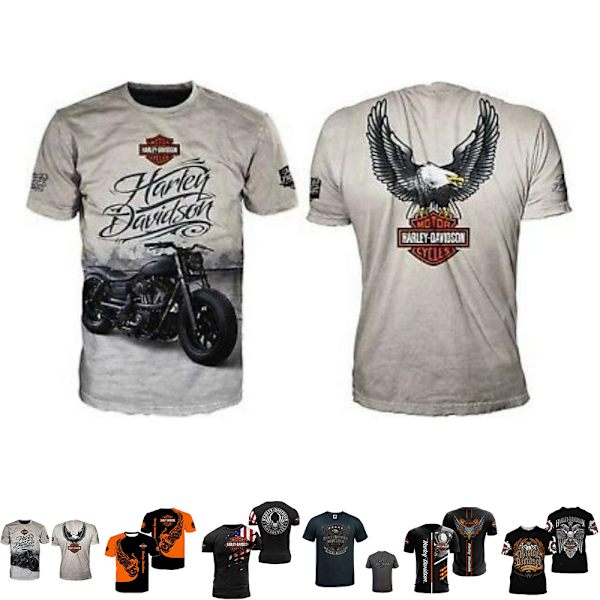 HarleyDavidson-moottoripyörä T-paita - Miehet - Kesä - Rentouttava - Lyhythihainen - Top C C M